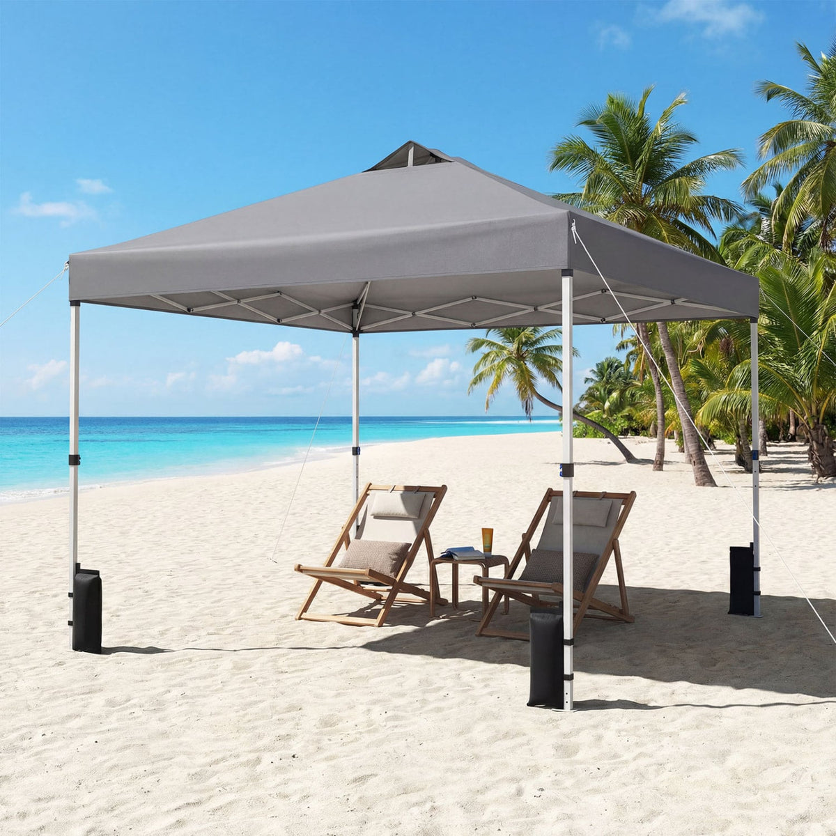 10 x 10 Feet Outdoor Commercial Pop up Canopy Tent-Gray-Canopies-DECOROLALA