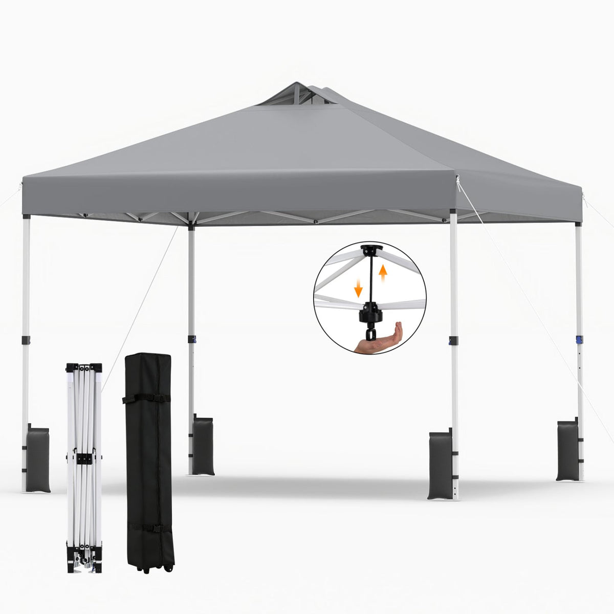 10 x 10 Feet Outdoor Commercial Pop up Canopy Tent-Gray-Canopies-DECOROLALA