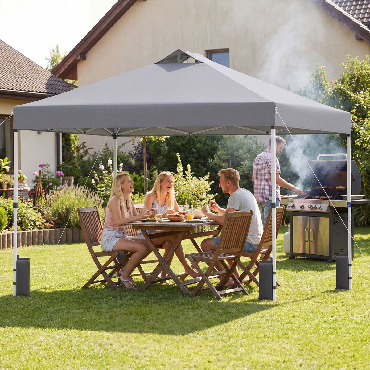 10 x 10 Feet Outdoor Commercial Pop up Canopy Tent-Gray-Canopies-DECOROLALA