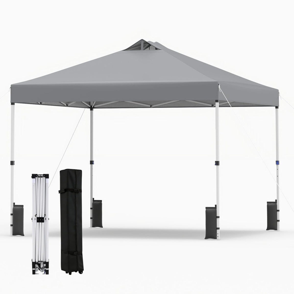 10 x 10 Feet Outdoor Commercial Pop up Canopy Tent-Gray-Canopies-DECOROLALA