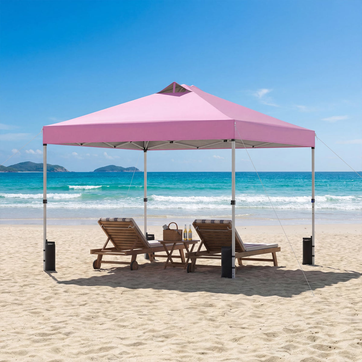 10 x 10 Feet Outdoor Commercial Pop up Canopy Tent-Pink-Canopies-DECOROLALA