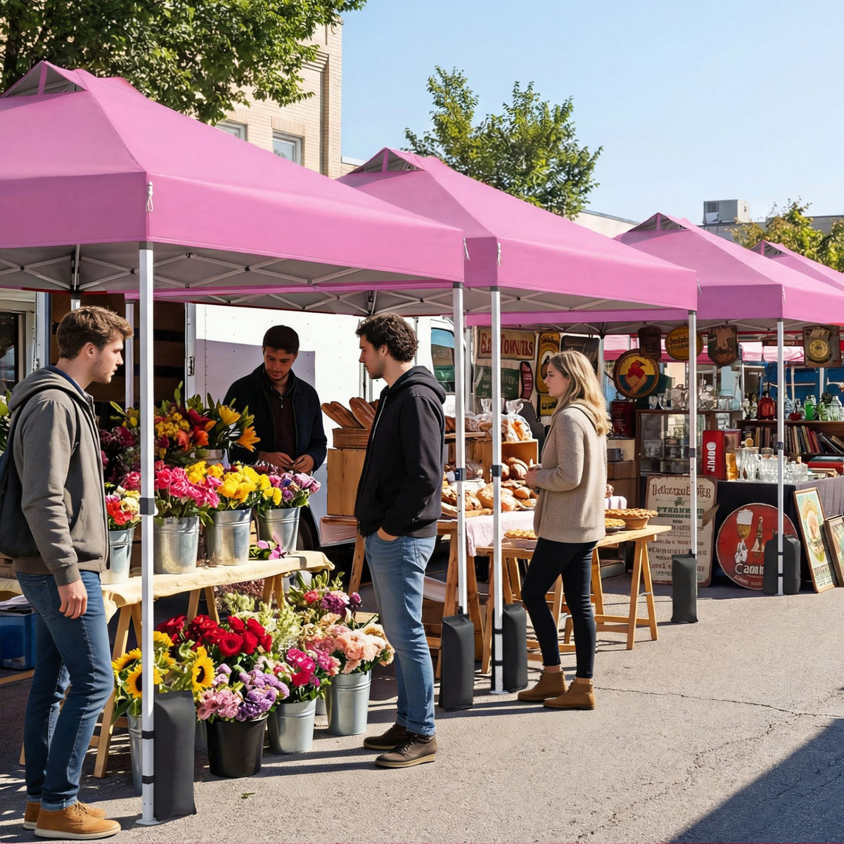 10 x 10 Feet Outdoor Commercial Pop up Canopy Tent-Pink-Canopies-DECOROLALA