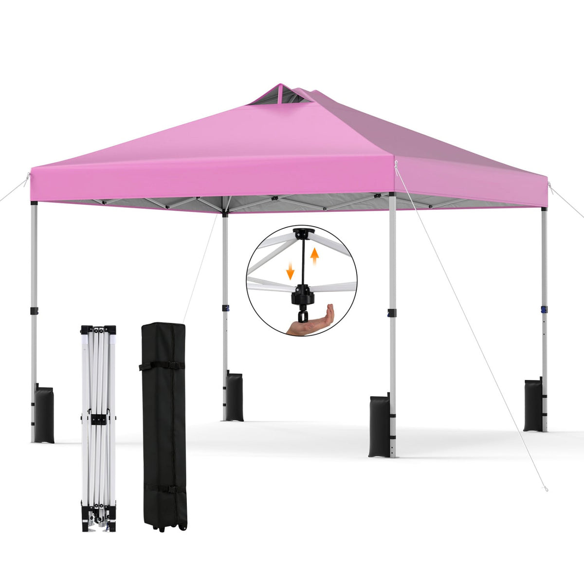 10 x 10 Feet Outdoor Commercial Pop up Canopy Tent-Pink-Canopies-DECOROLALA