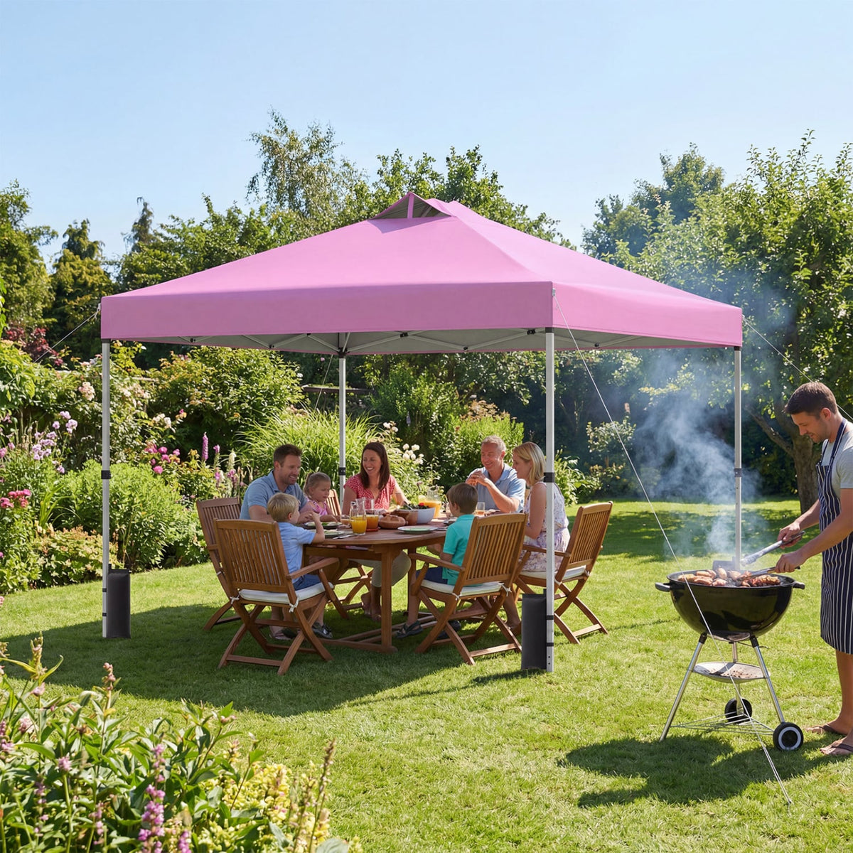 10 x 10 Feet Outdoor Commercial Pop up Canopy Tent-Pink-Canopies-DECOROLALA