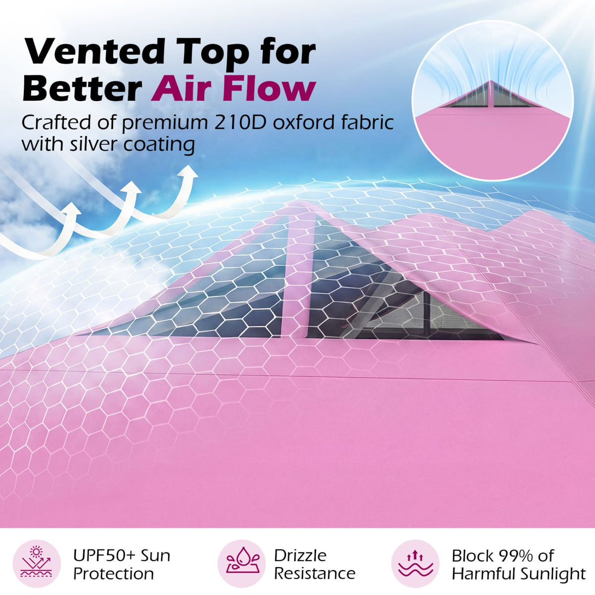 10 x 10 Feet Outdoor Commercial Pop up Canopy Tent-Pink-Canopies-DECOROLALA