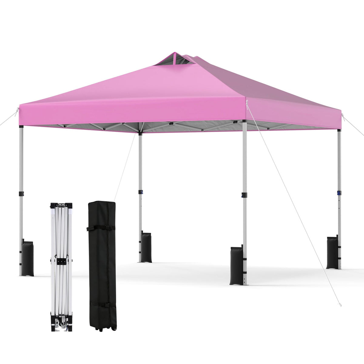 10 x 10 Feet Outdoor Commercial Pop up Canopy Tent-Pink-Canopies-DECOROLALA