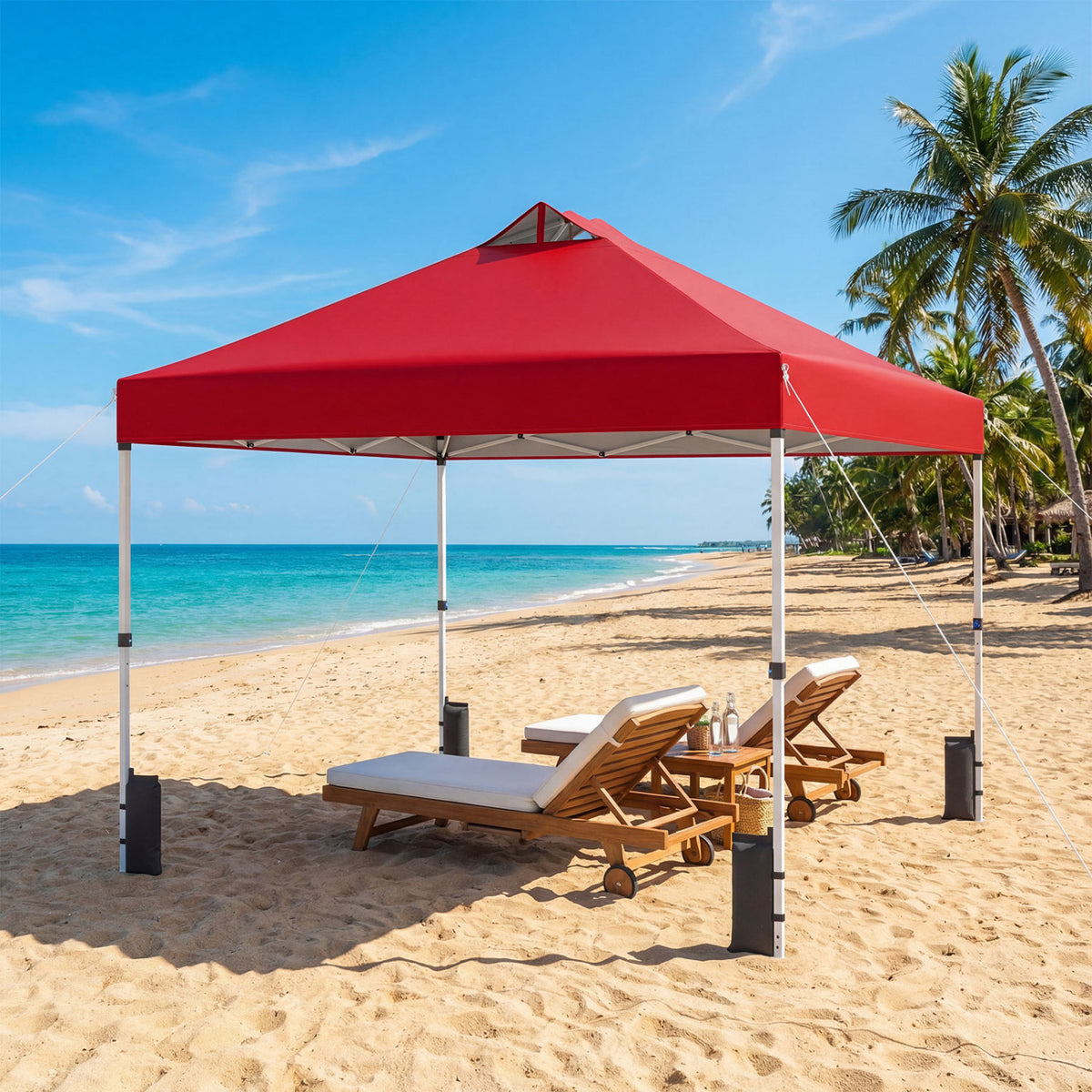 10 x 10 Feet Outdoor Commercial Pop up Canopy Tent-Red-Canopies-DECOROLALA