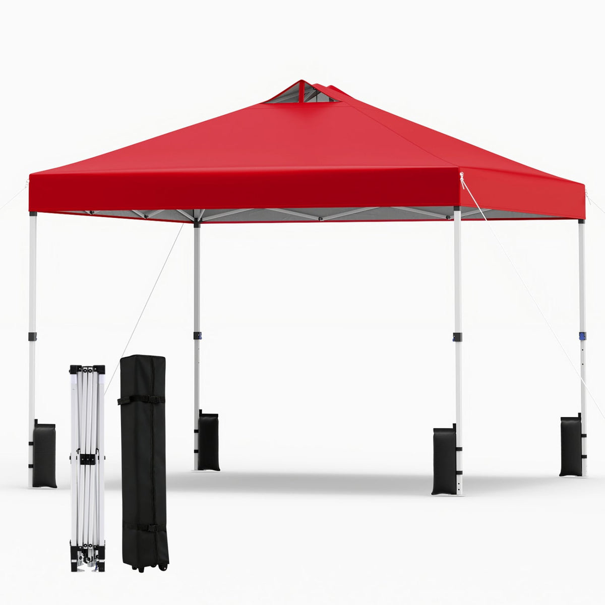 10 x 10 Feet Outdoor Commercial Pop up Canopy Tent-Red-Canopies-DECOROLALA
