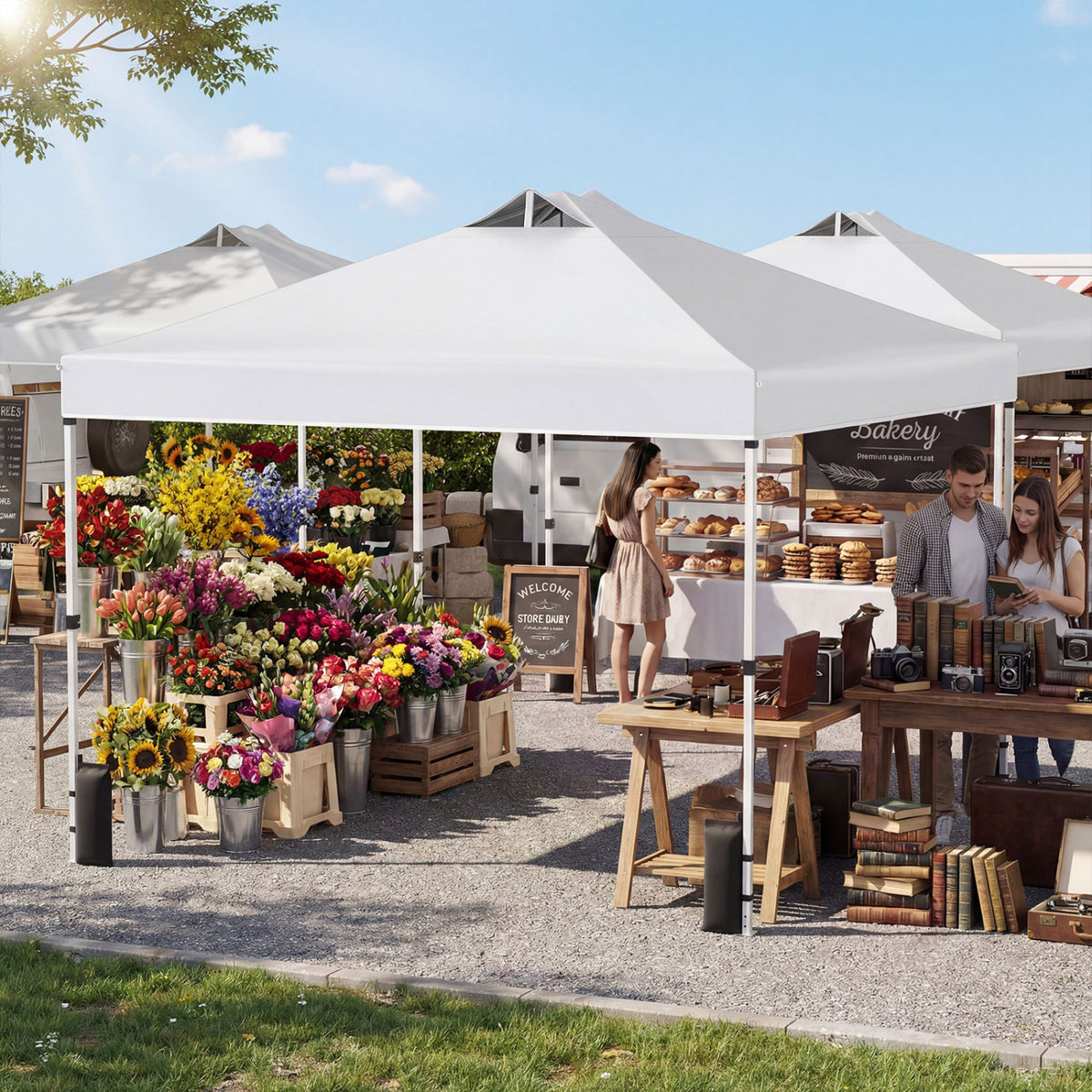 10 x 10 Feet Outdoor Commercial Pop up Canopy Tent-White-Canopies-DECOROLALA