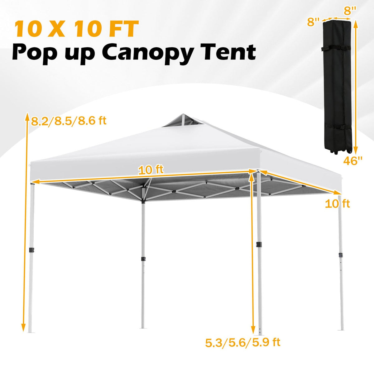 10 x 10 Feet Outdoor Commercial Pop up Canopy Tent-White-Canopies-DECOROLALA