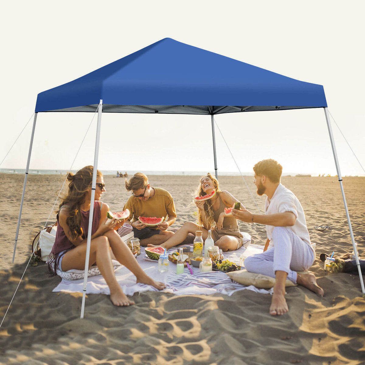 10 x 10 Feet Outdoor Instant Pop-up Canopy with Carrying Bag-Blue-Canopies-DECOROLALA
