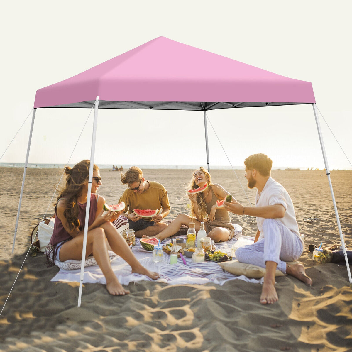10 x 10 Feet Outdoor Instant Pop-up Canopy with Carrying Bag-Pink-Canopies-DECOROLALA