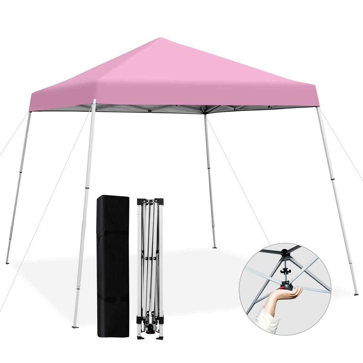 10 x 10 Feet Outdoor Instant Pop-up Canopy with Carrying Bag-Pink-Canopies-DECOROLALA