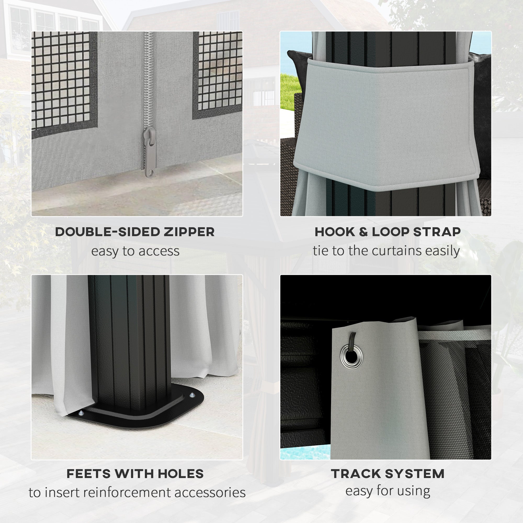 10' x 10' Hardtop Gazebo - Double Tier Metal Roof Light Grey-DECOROLALA