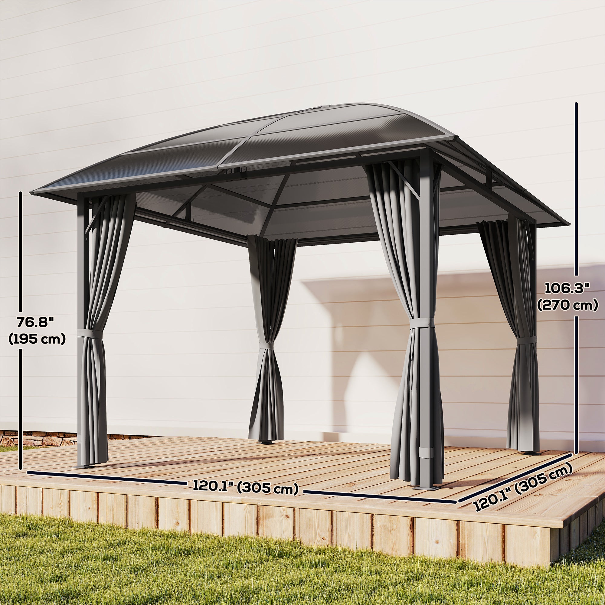10' x 10' Hardtop Gazebo UV50+ Light Grey-DECOROLALA