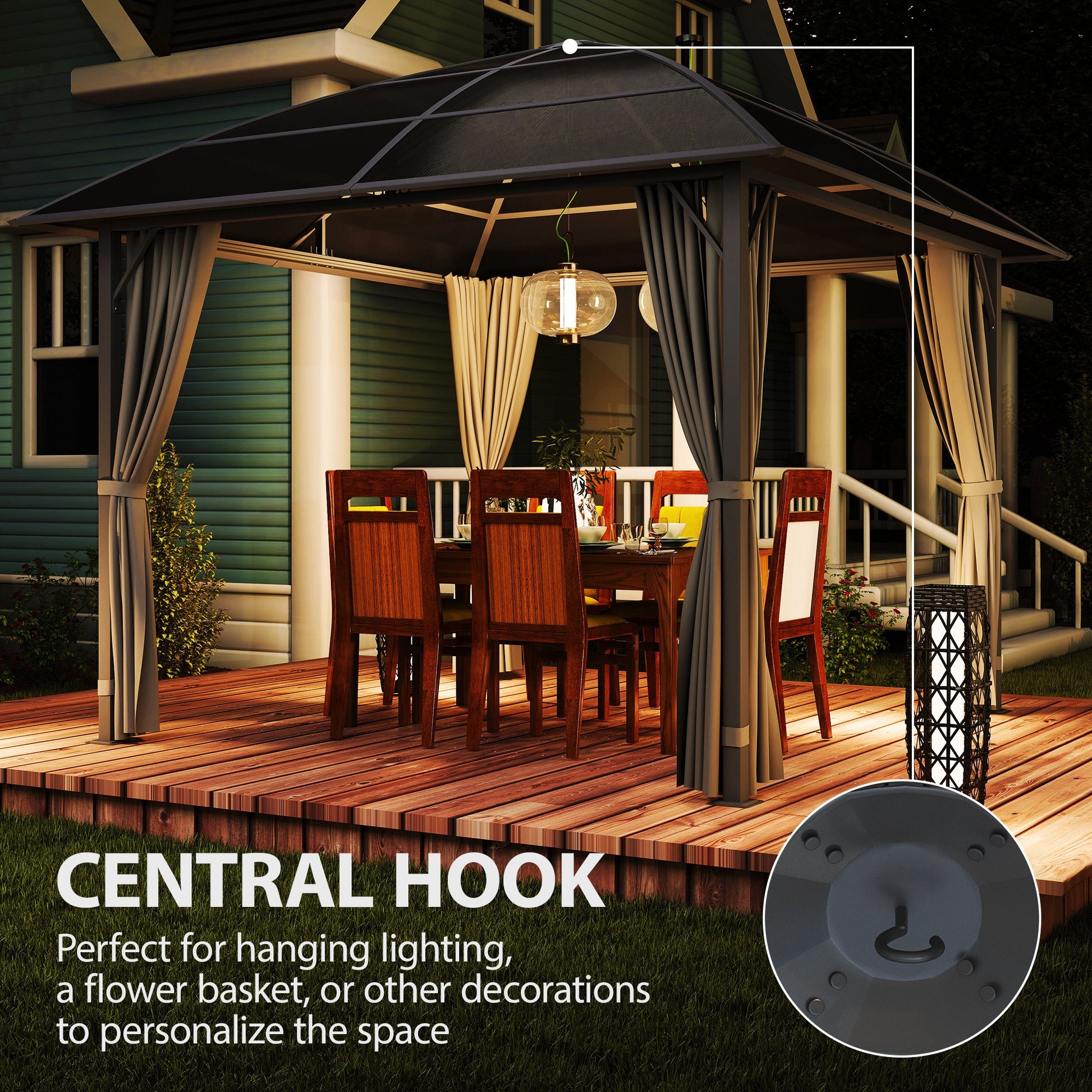 10' x 10' Hardtop Gazebo UV50+ Light Grey-DECOROLALA