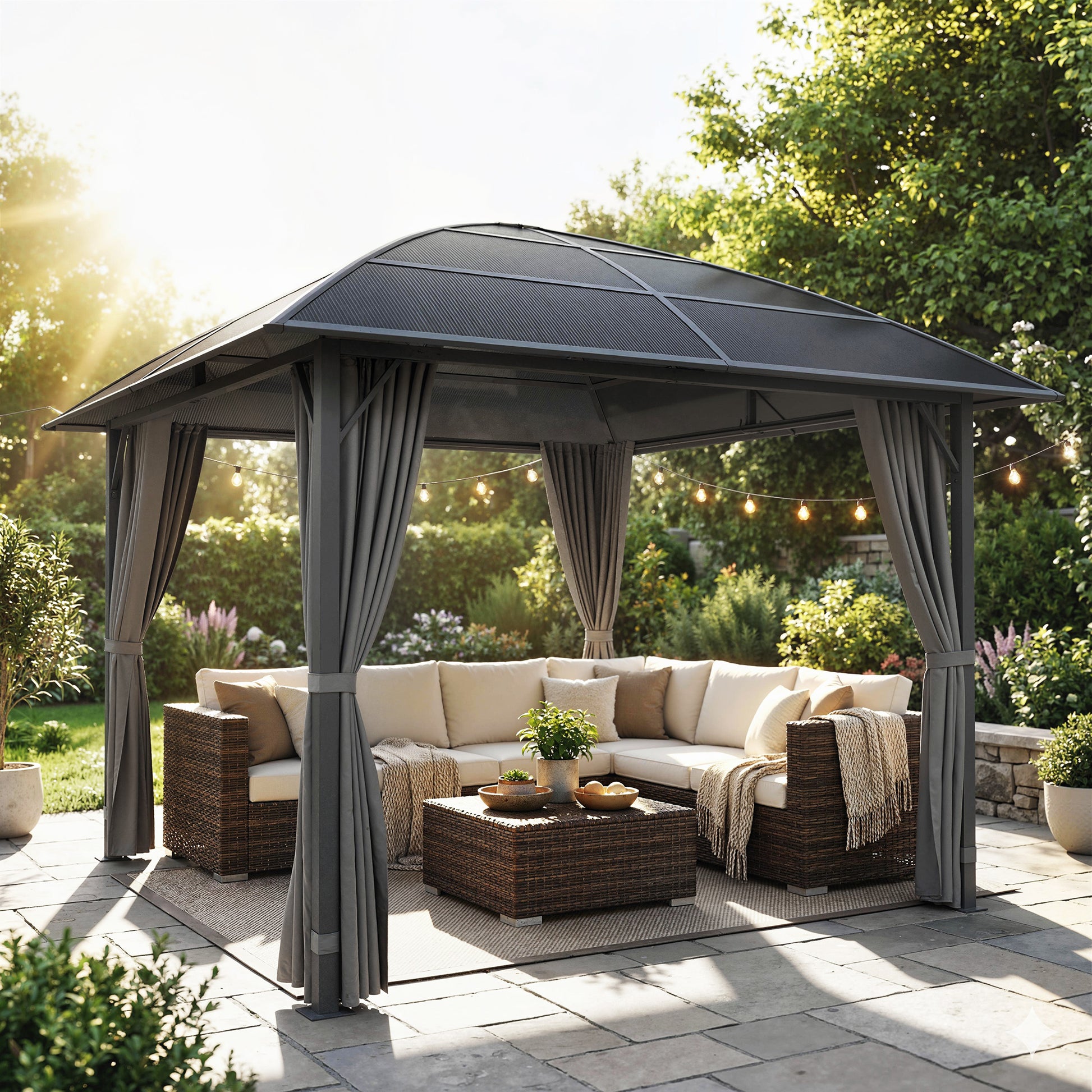 10' x 10' Hardtop Gazebo UV50+ Light Grey-DECOROLALA