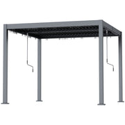 10' x 10' Louvered Pergola - Dark Grey Aluminum Gazebo-Pergolas-DECOROLALA
