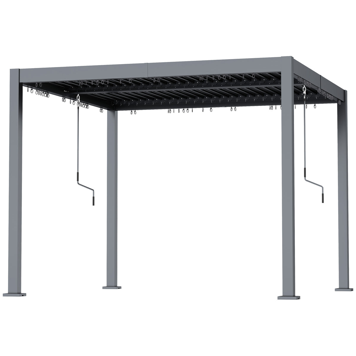 10' x 10' Louvered Pergola - Dark Grey Aluminum Gazebo-Pergolas-DECOROLALA