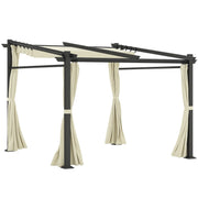 10' x 10' Metal Pergola with Retractable Canopy - Beige-DECOROLALA
