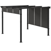 10' x 10' Metal Pergola with Retractable Canopy - Charcoal Grey-DECOROLALA