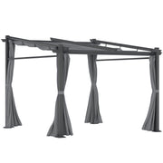 10' x 10' Metal Pergola with Retractable Canopy - Dark Grey-DECOROLALA