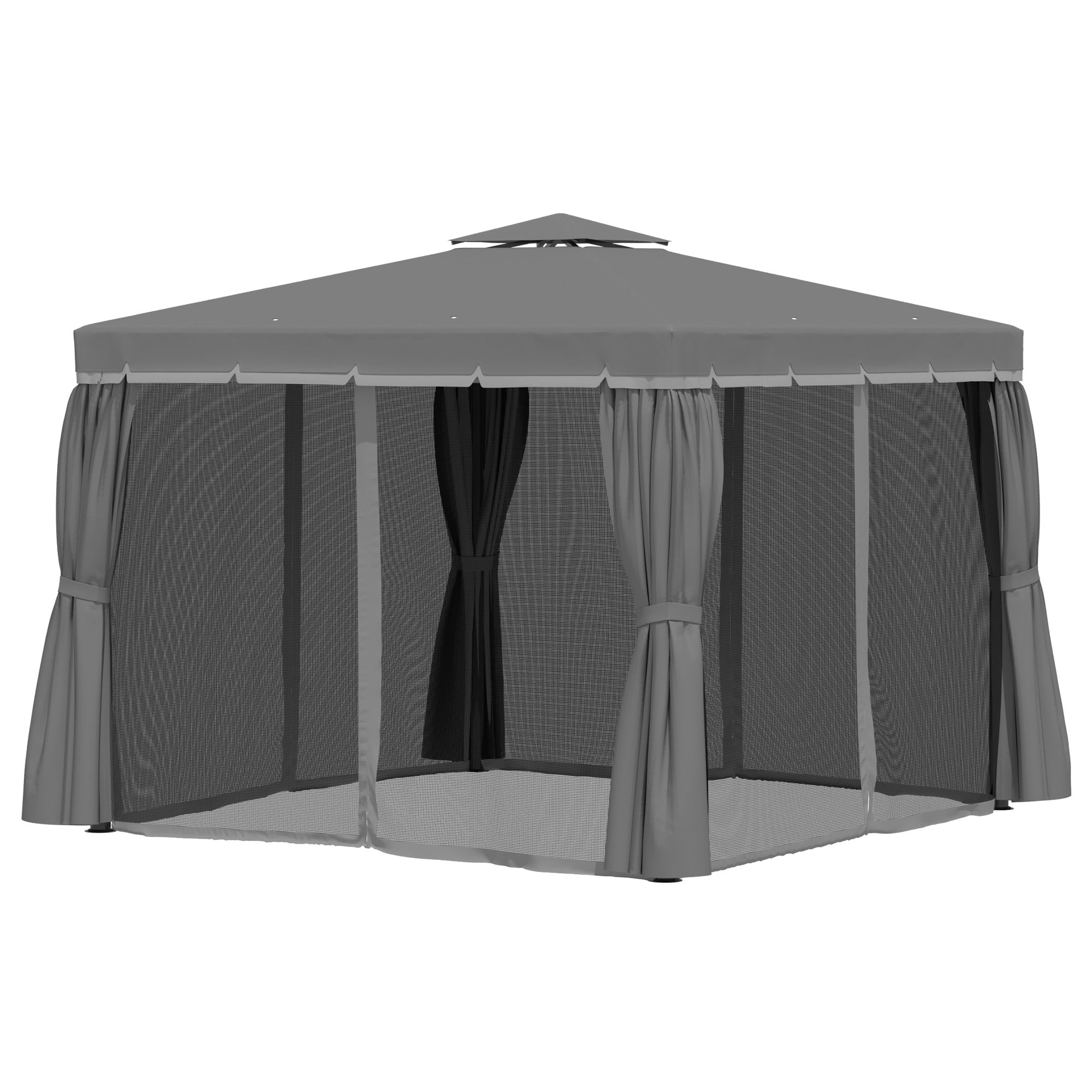 10' x 10' Outdoor Gazebo - 2-Tier Canopy Dark Grey-DECOROLALA