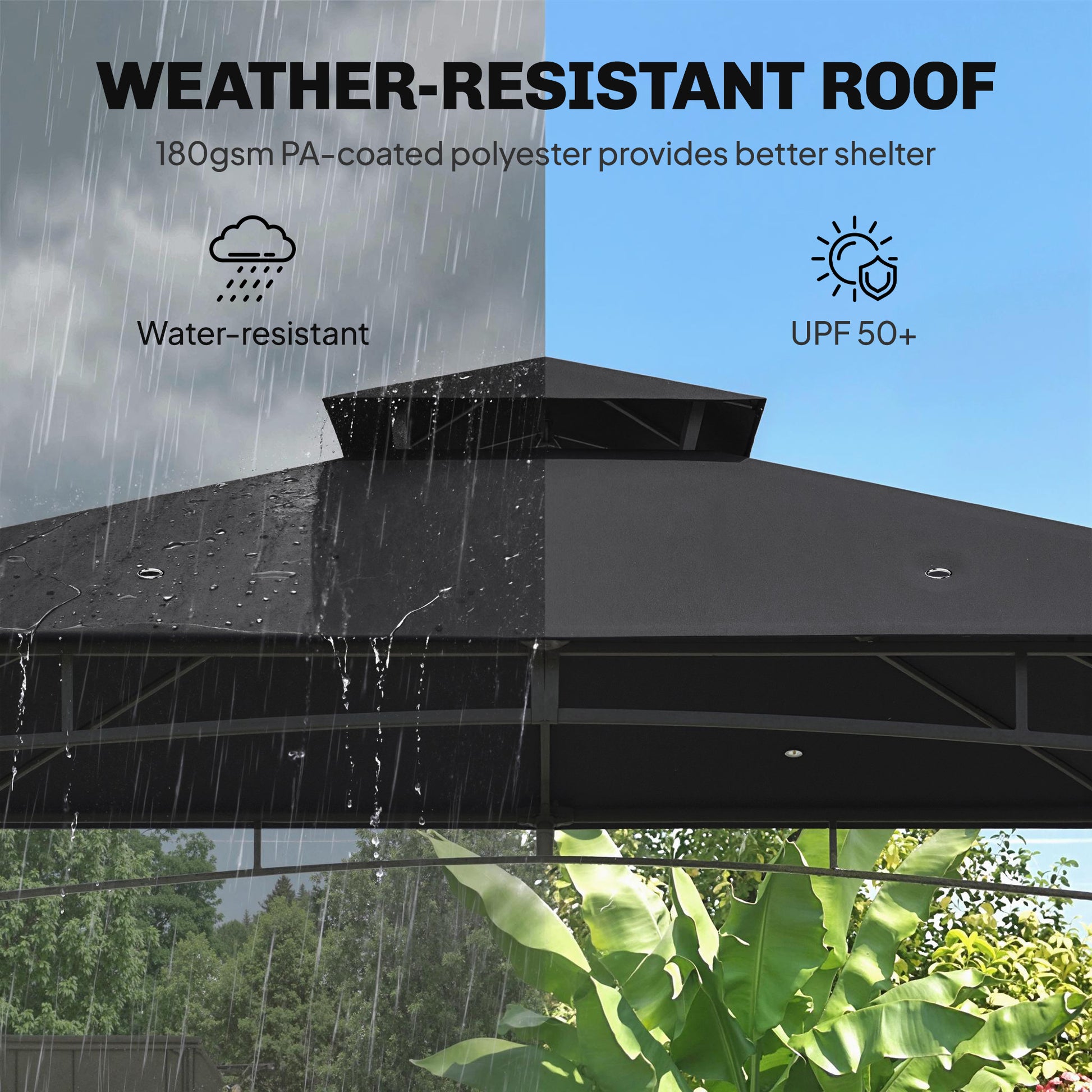 10' x 10' Outdoor Gazebo - 2-Tier Soft Top Metal Frame Black-DECOROLALA