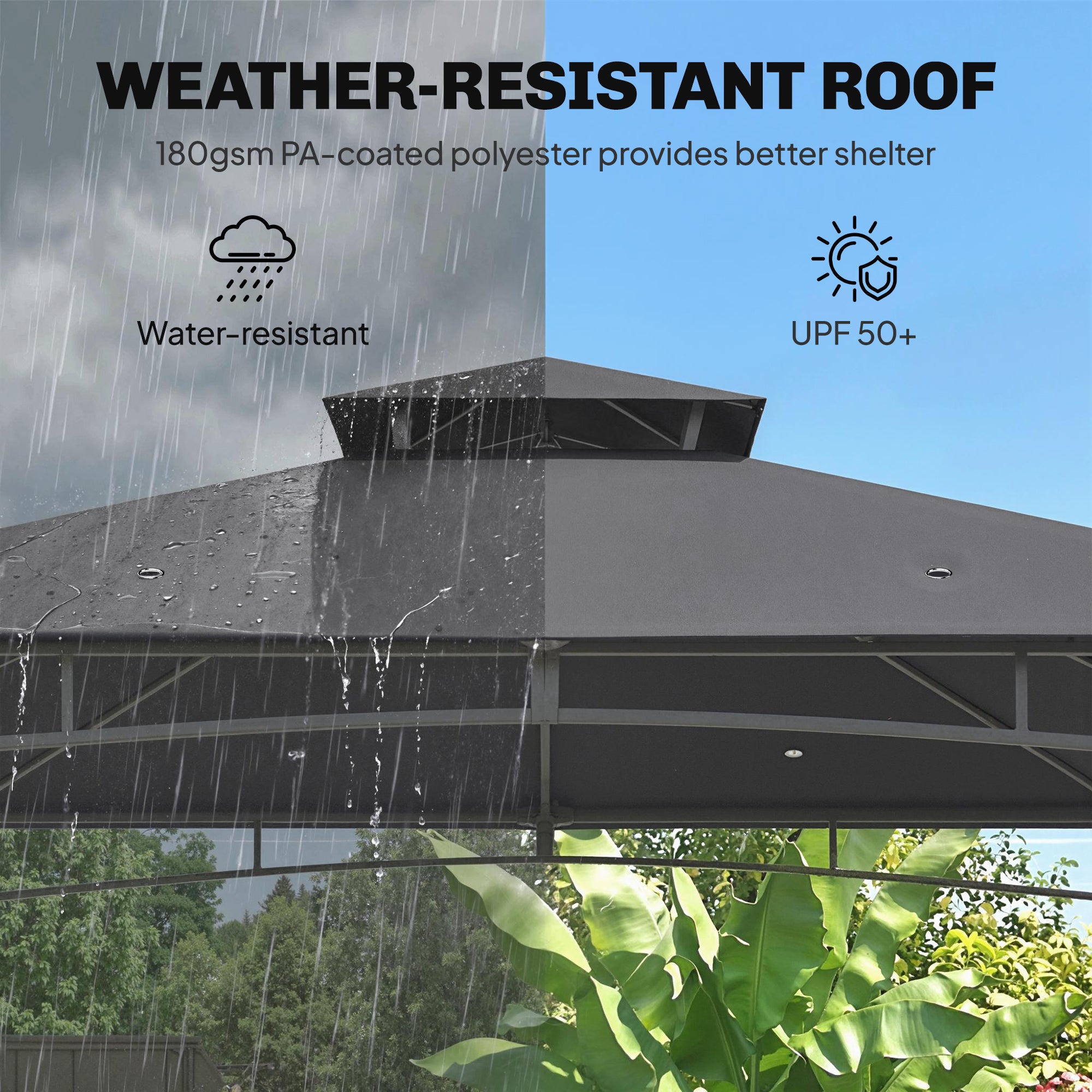 10' x 10' Outdoor Gazebo - 2-Tier Soft Top Metal Frame Grey-DECOROLALA