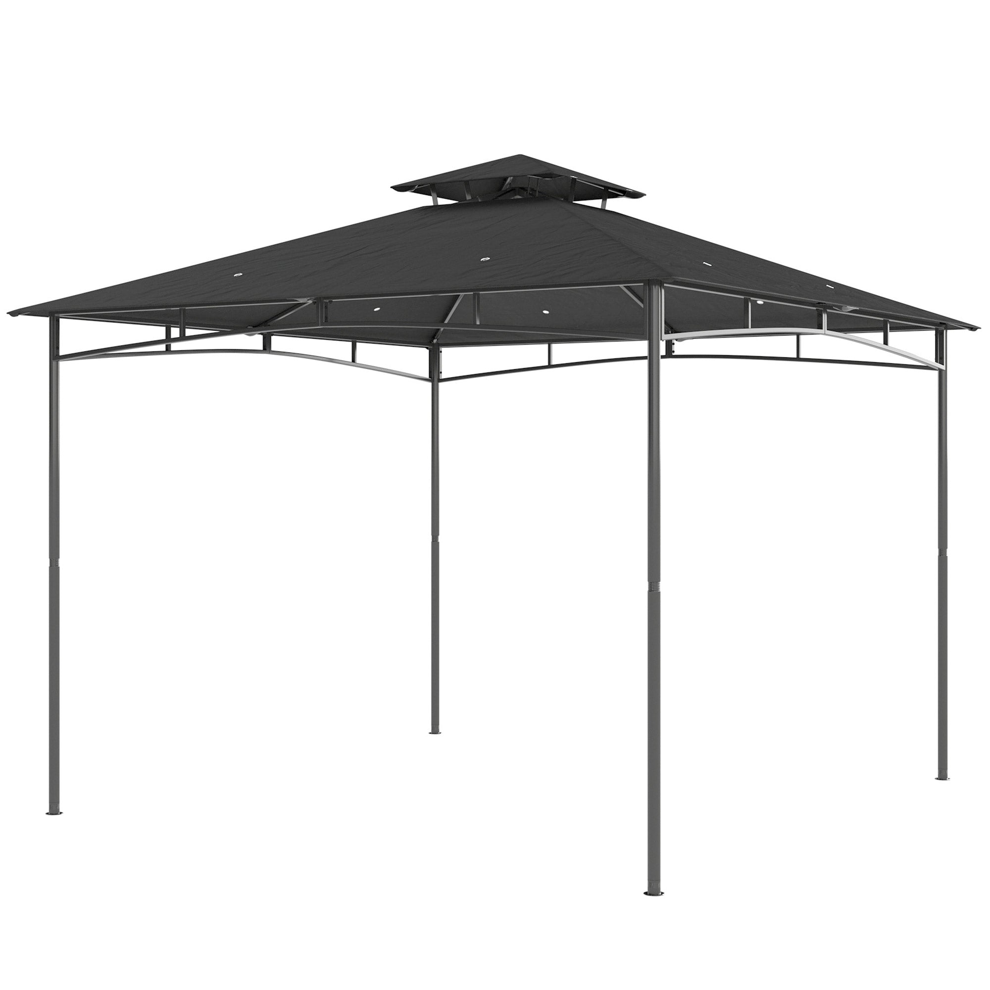 10' x 10' Outdoor Gazebo - 2-Tier Soft Top Metal Frame Grey-DECOROLALA