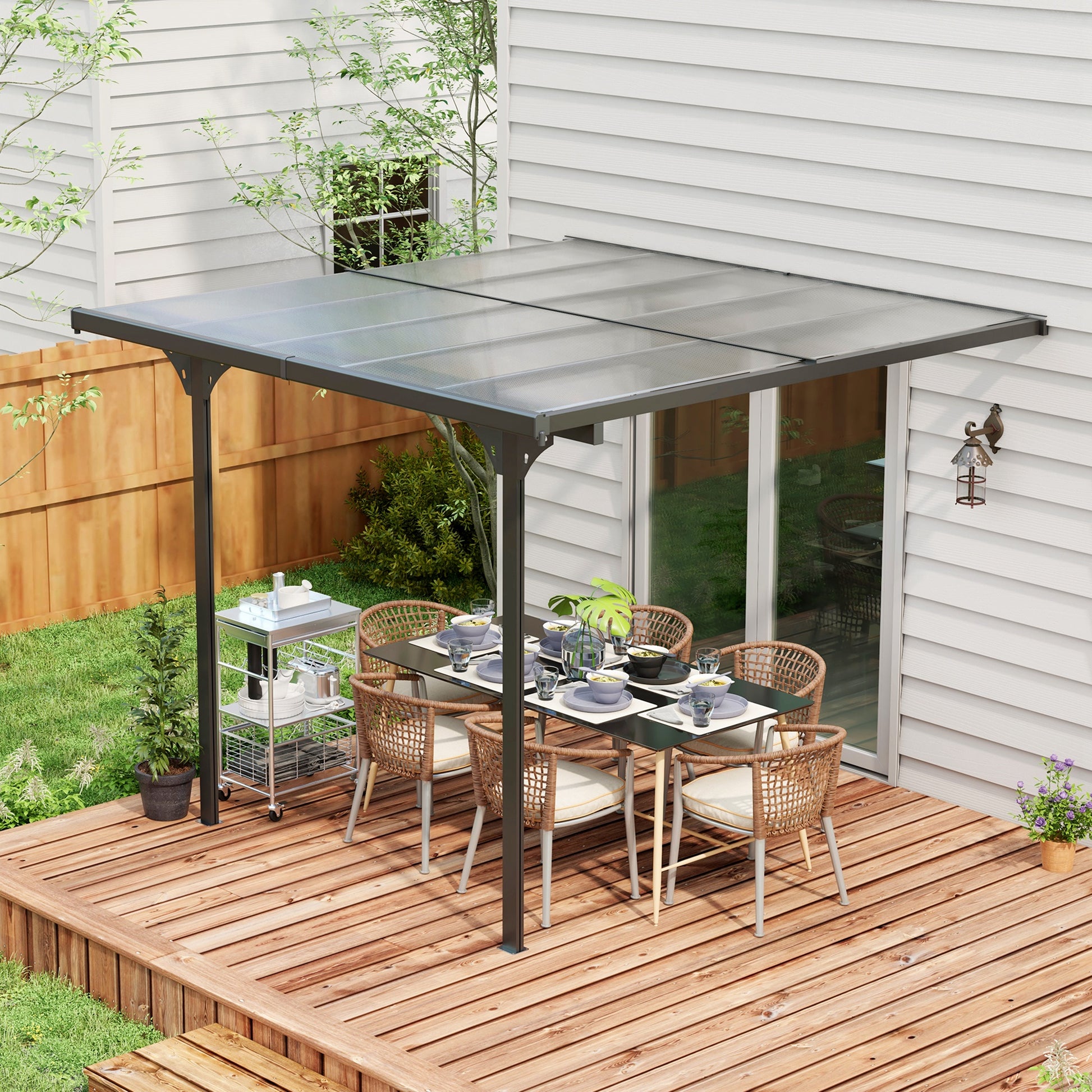 10' x 10' Outdoor Pergola Gazebo Grey-DECOROLALA