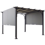 10' x 10' Outdoor Pergola Gazebo with Sliding Canopy - Grey-DECOROLALA