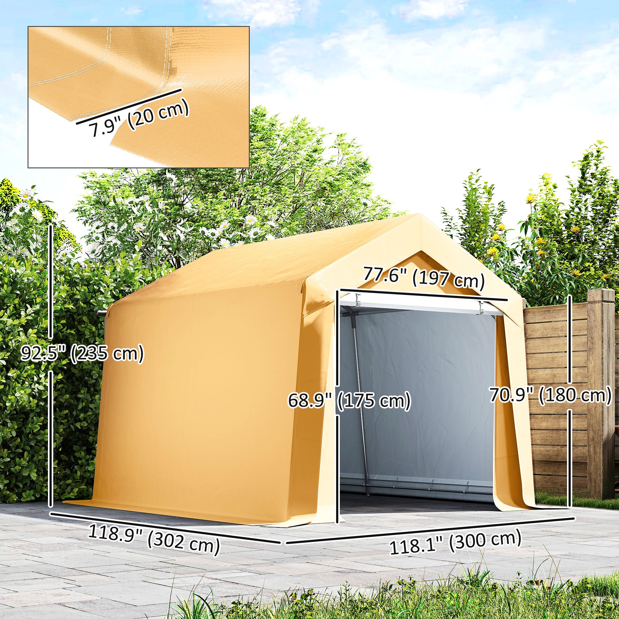 10' x 10' Outdoor Storage Shed Portable Garage - Beige-Patio & Garden > Lawn & Garden > Sheds > Portable Shed-DECOROLALA