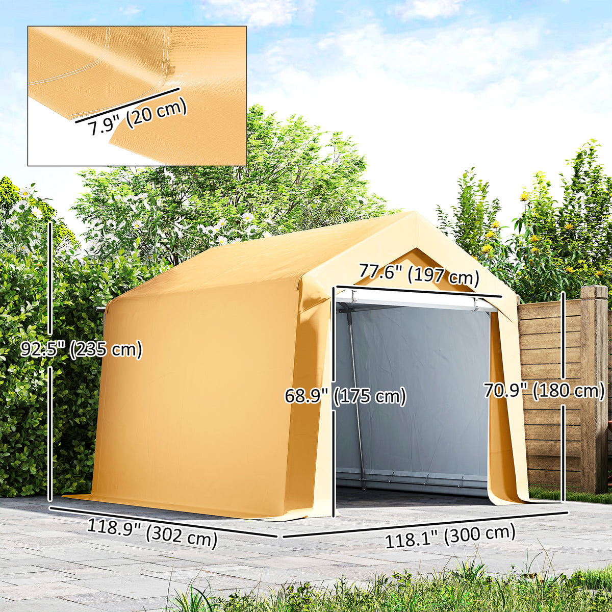 10' x 10' Outdoor Storage Shed Portable Garage - Beige-Patio & Garden > Lawn & Garden > Sheds > Portable Shed-DECOROLALA