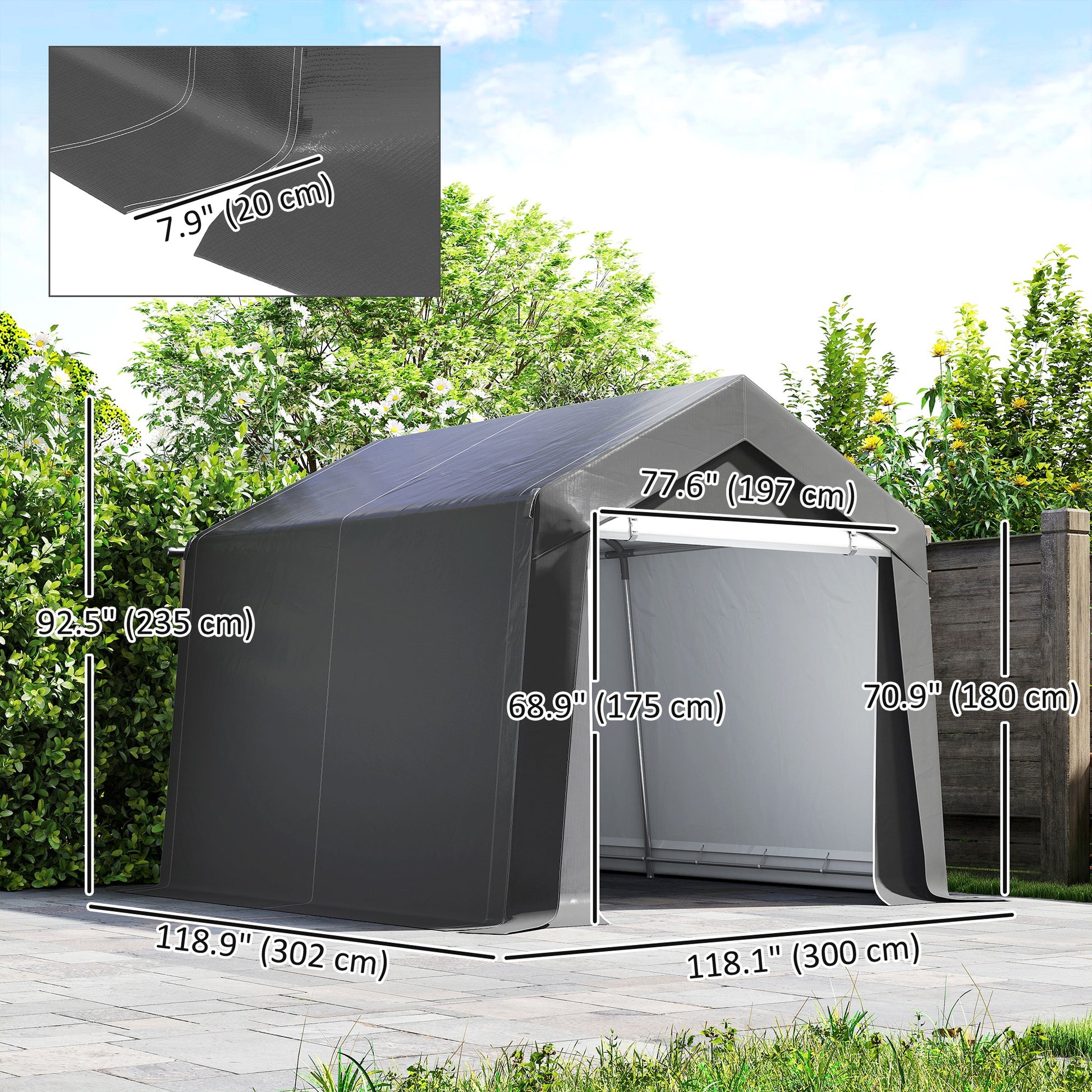 10' x 10' Outdoor Storage Shed Tent - Dark Grey-Patio & Garden > Lawn & Garden > Sheds > Portable Shed-DECOROLALA