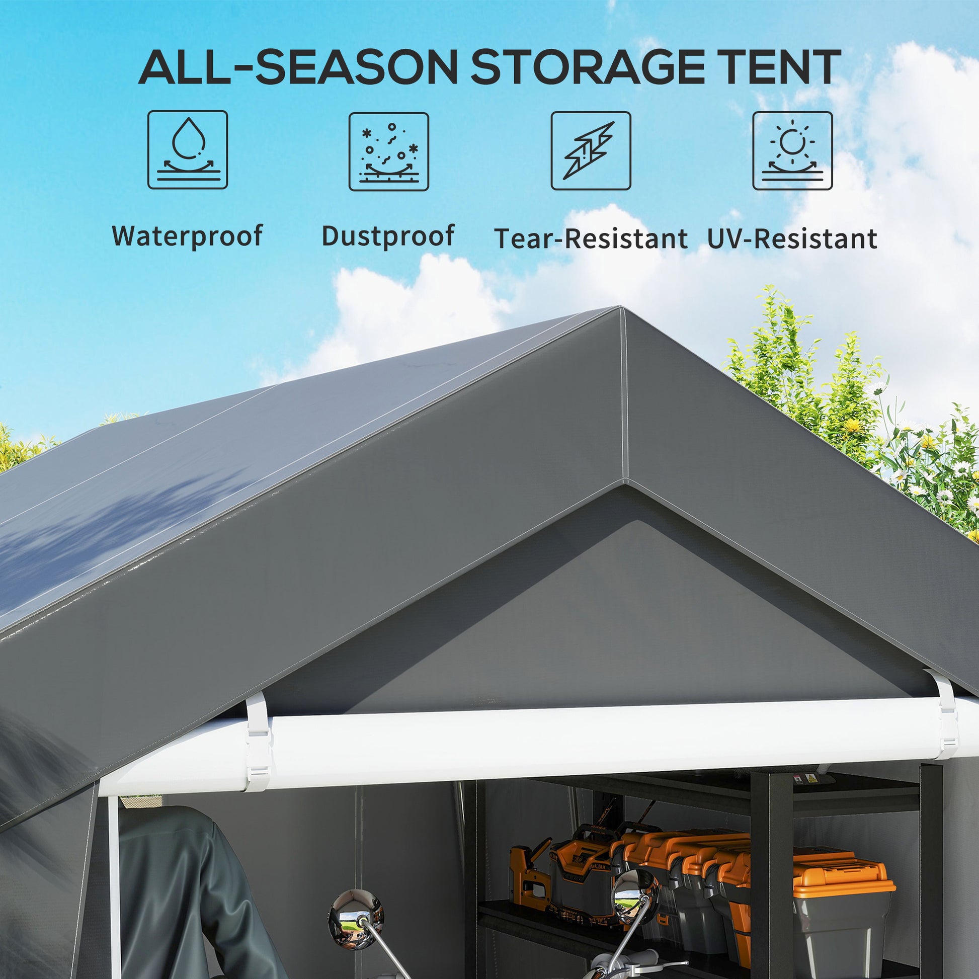 10' x 10' Outdoor Storage Shed Tent - Dark Grey-Patio & Garden > Lawn & Garden > Sheds > Portable Shed-DECOROLALA