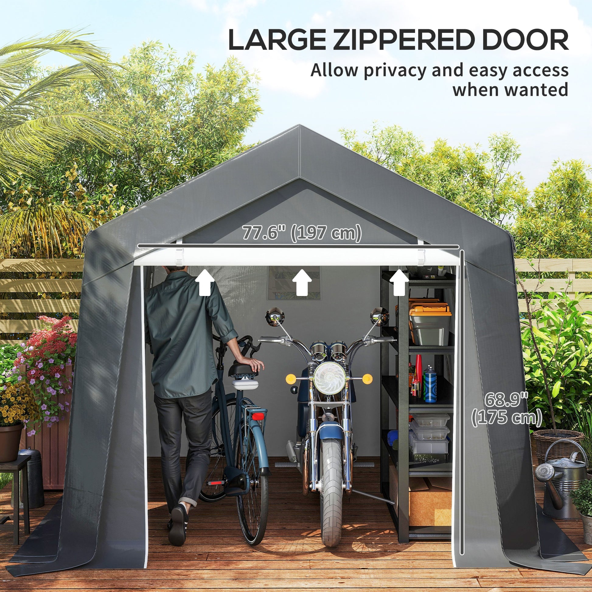 10' x 10' Outdoor Storage Shed Tent - Dark Grey-Patio & Garden > Lawn & Garden > Sheds > Portable Shed-DECOROLALA