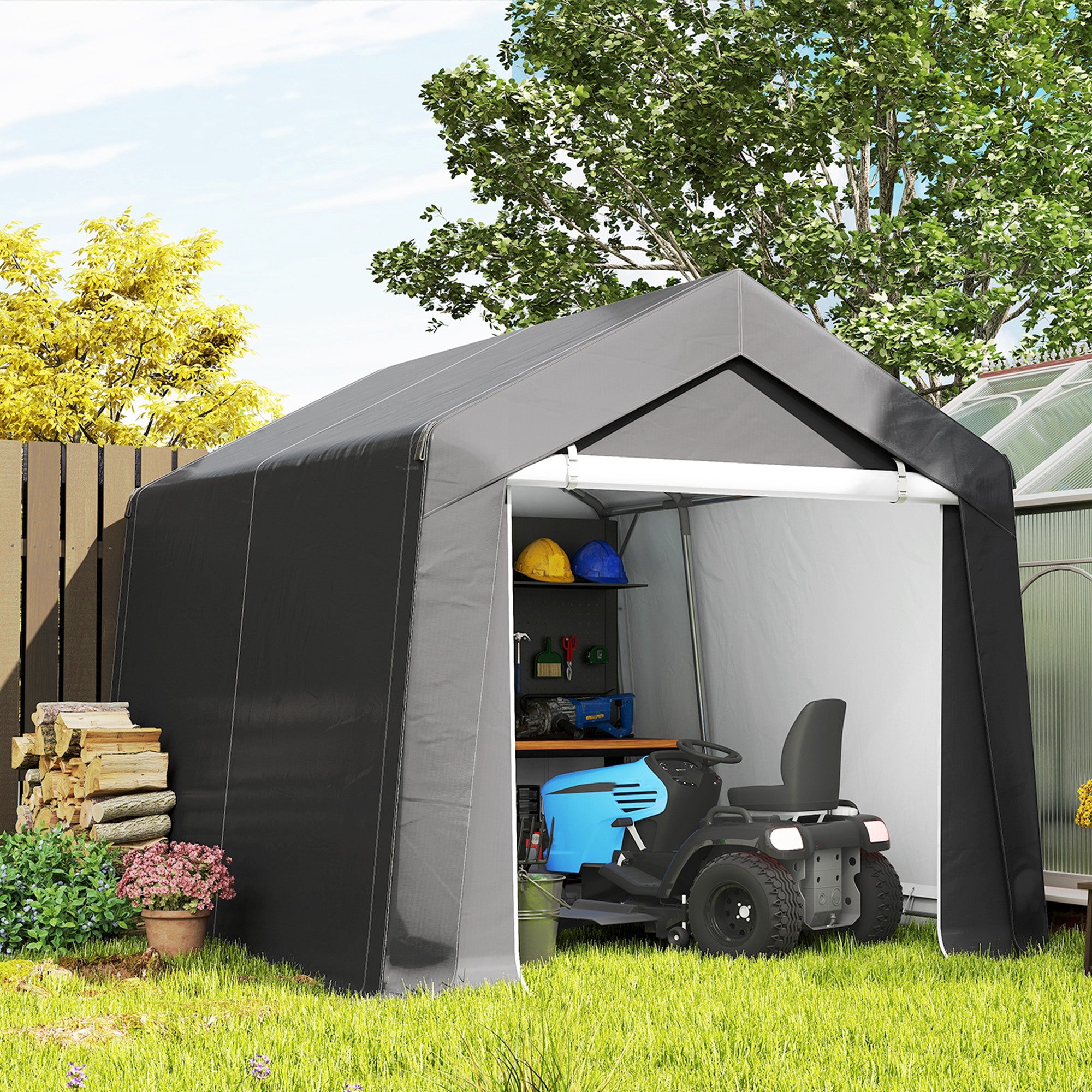 10' x 10' Outdoor Storage Shed Tent - Dark Grey-Patio & Garden > Lawn & Garden > Sheds > Portable Shed-DECOROLALA