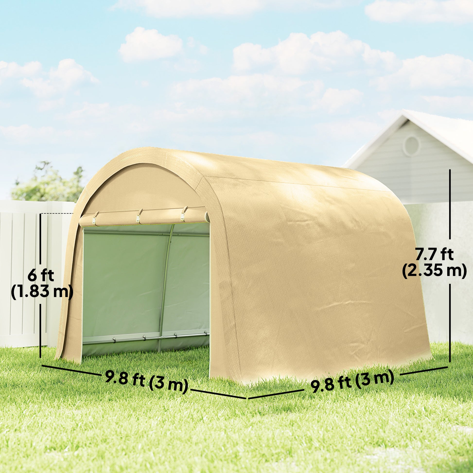 10' x 10' Outdoor Storage Tent - Beige Waterproof Shed-Patio & Garden > Lawn & Garden > Sheds > Portable Shed-DECOROLALA
