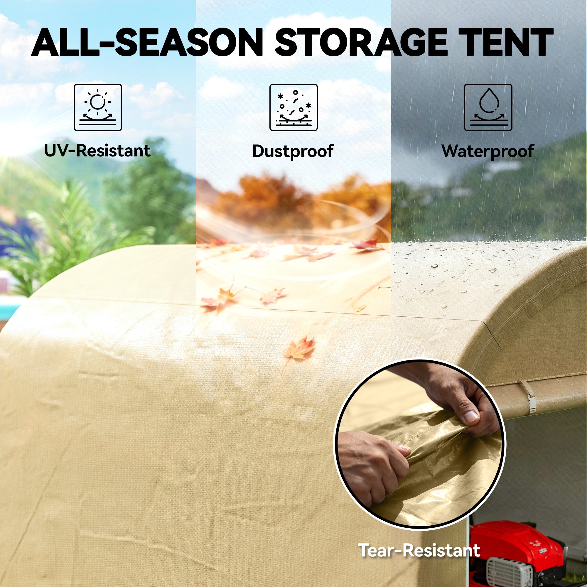 10' x 10' Outdoor Storage Tent - Beige Waterproof Shed-Patio & Garden > Lawn & Garden > Sheds > Portable Shed-DECOROLALA
