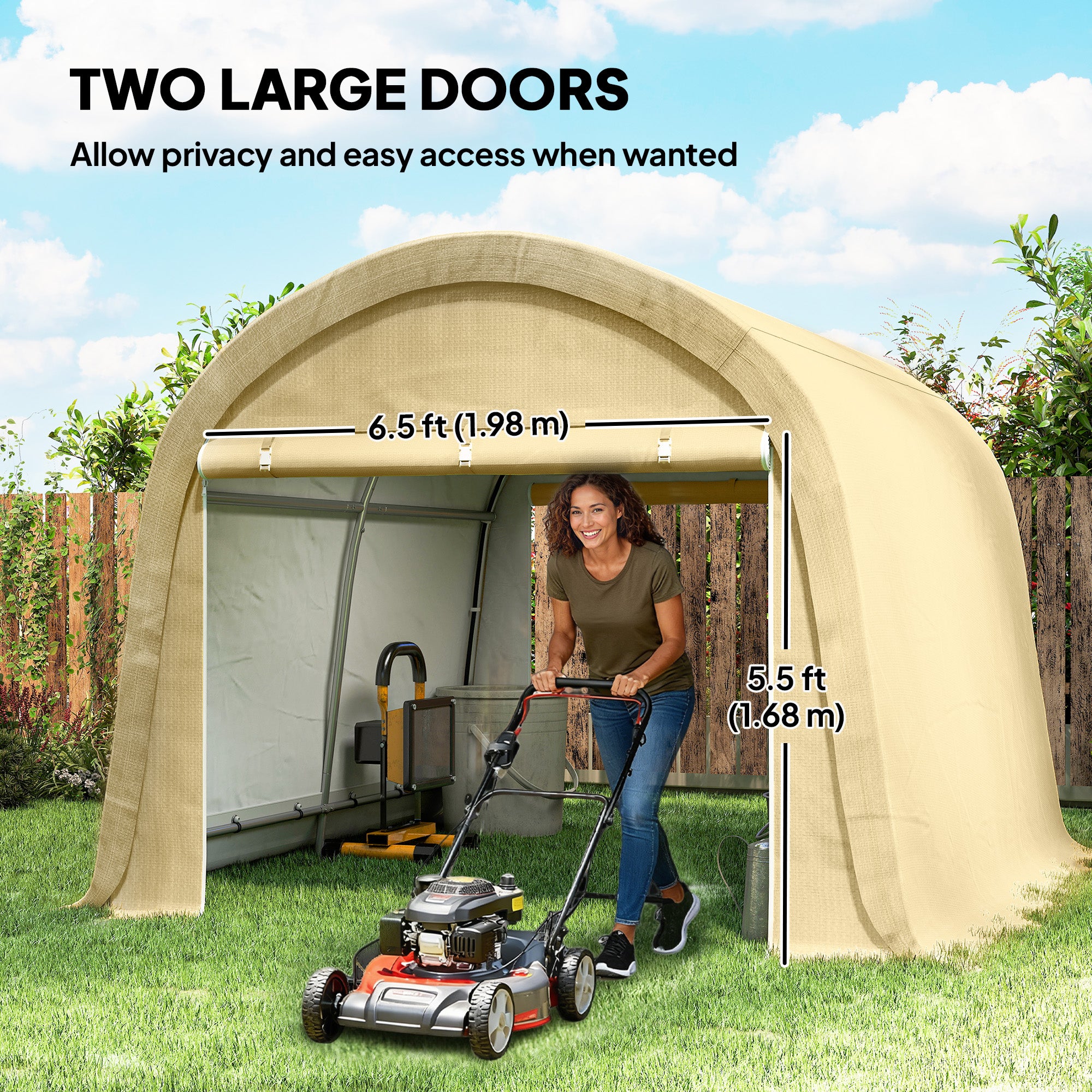 10' x 10' Outdoor Storage Tent - Beige Waterproof Shed-Patio & Garden > Lawn & Garden > Sheds > Portable Shed-DECOROLALA