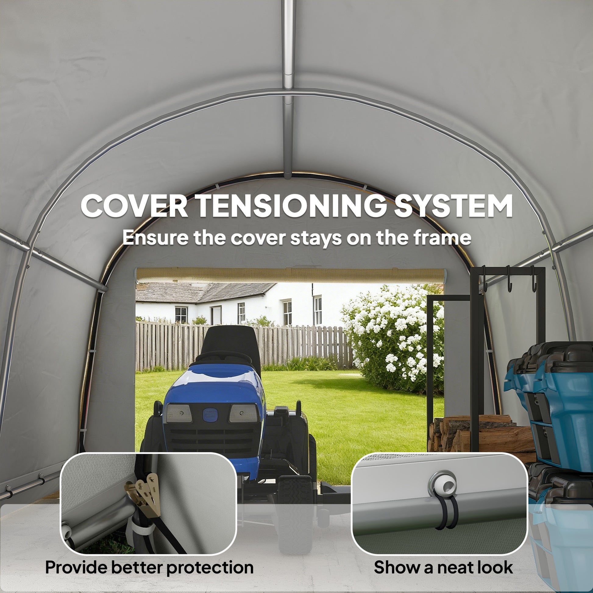 10' x 10' Outdoor Storage Tent - Beige Waterproof Shed-Patio & Garden > Lawn & Garden > Sheds > Portable Shed-DECOROLALA