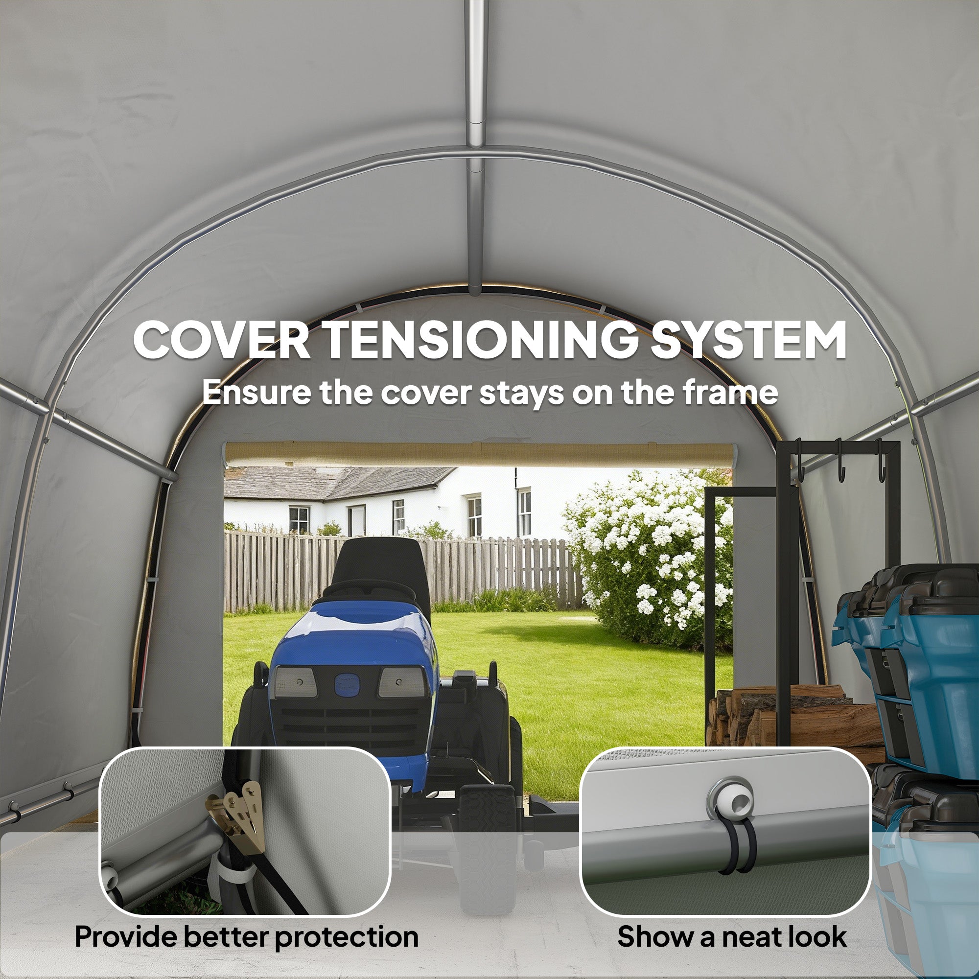 10' x 10' Outdoor Storage Tent - Beige Waterproof Shed-Patio & Garden > Lawn & Garden > Sheds > Portable Shed-DECOROLALA