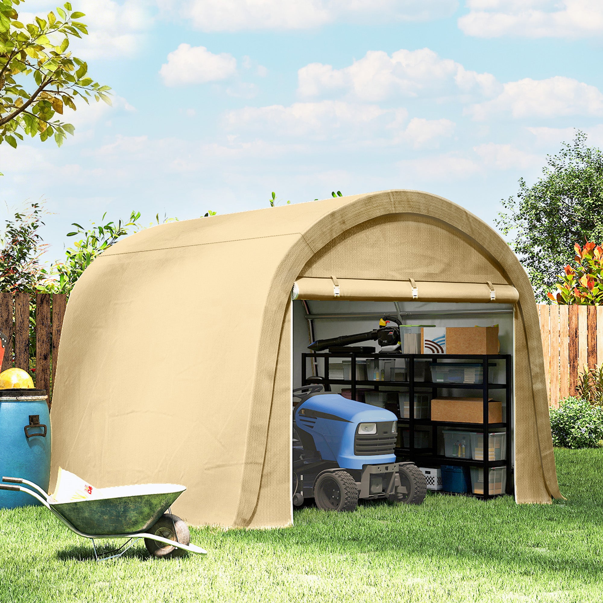 10' x 10' Outdoor Storage Tent - Beige Waterproof Shed-Patio & Garden > Lawn & Garden > Sheds > Portable Shed-DECOROLALA