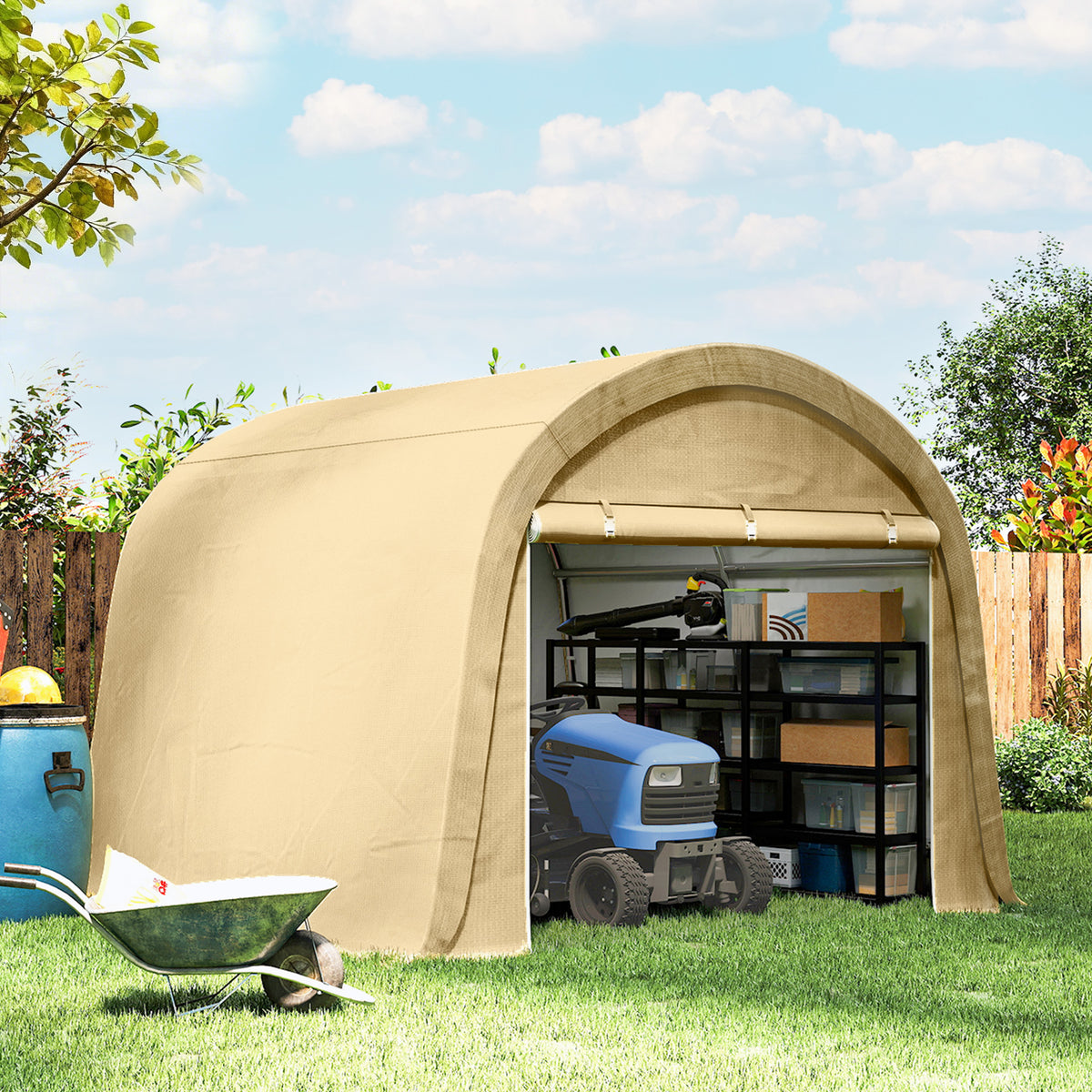 10' x 10' Outdoor Storage Tent - Beige Waterproof Shed-Patio & Garden > Lawn & Garden > Sheds > Portable Shed-DECOROLALA