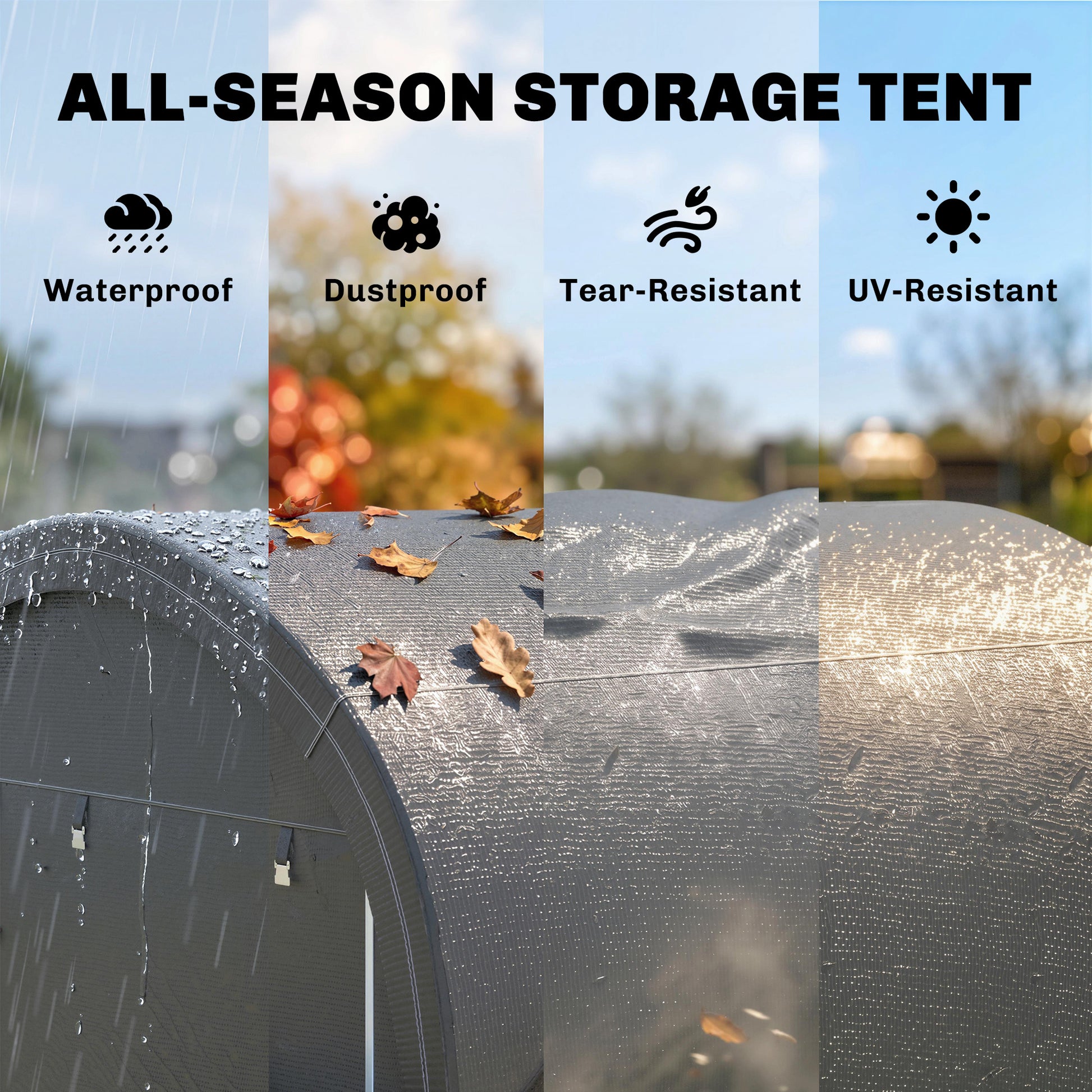 10' x 10' Outdoor Storage Tent - Gray Waterproof Portable Shed-Patio & Garden > Lawn & Garden > Sheds > Portable Shed-DECOROLALA