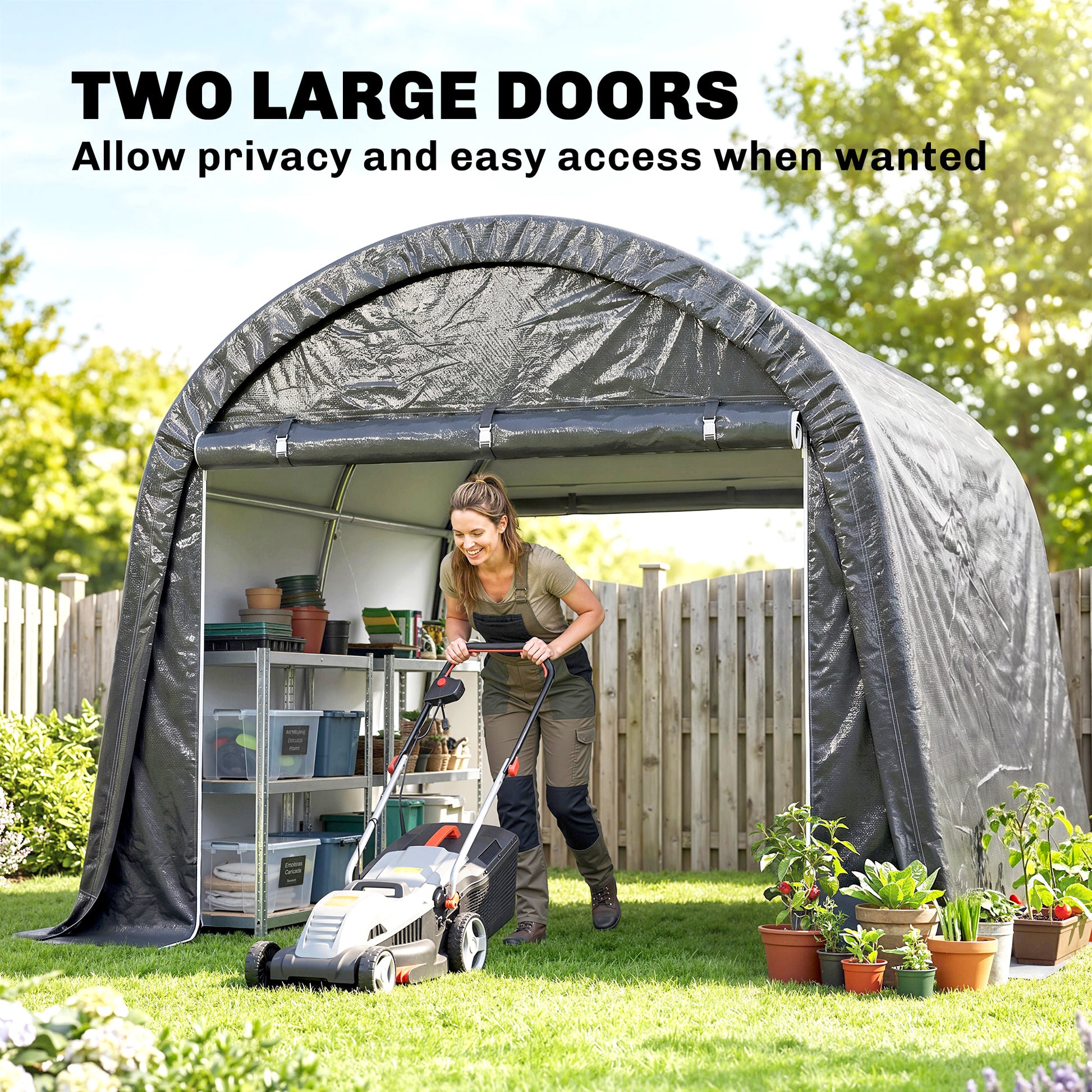 10' x 10' Outdoor Storage Tent - Gray Waterproof Portable Shed-Patio & Garden > Lawn & Garden > Sheds > Portable Shed-DECOROLALA