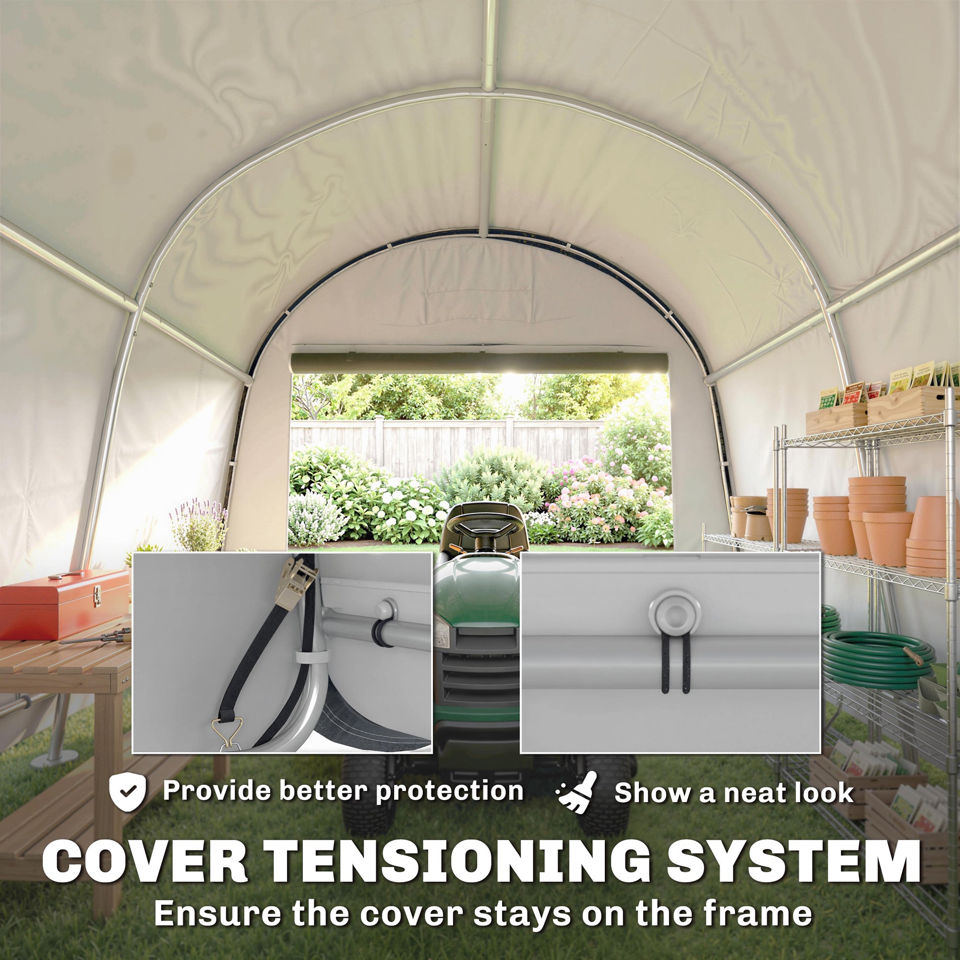 10' x 10' Outdoor Storage Tent - Gray Waterproof Portable Shed-Patio & Garden > Lawn & Garden > Sheds > Portable Shed-DECOROLALA