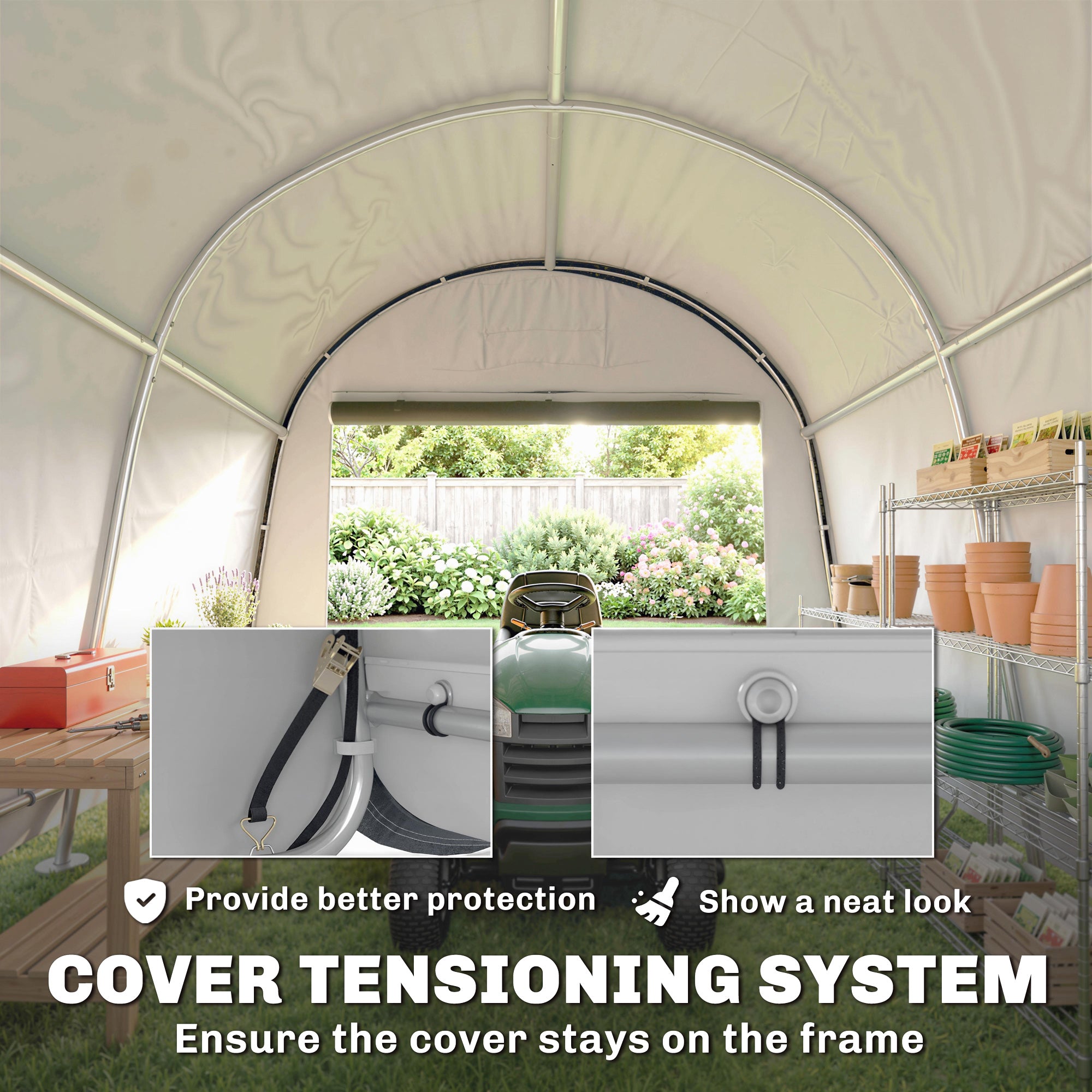 10' x 10' Outdoor Storage Tent - Gray Waterproof Portable Shed-Patio & Garden > Lawn & Garden > Sheds > Portable Shed-DECOROLALA