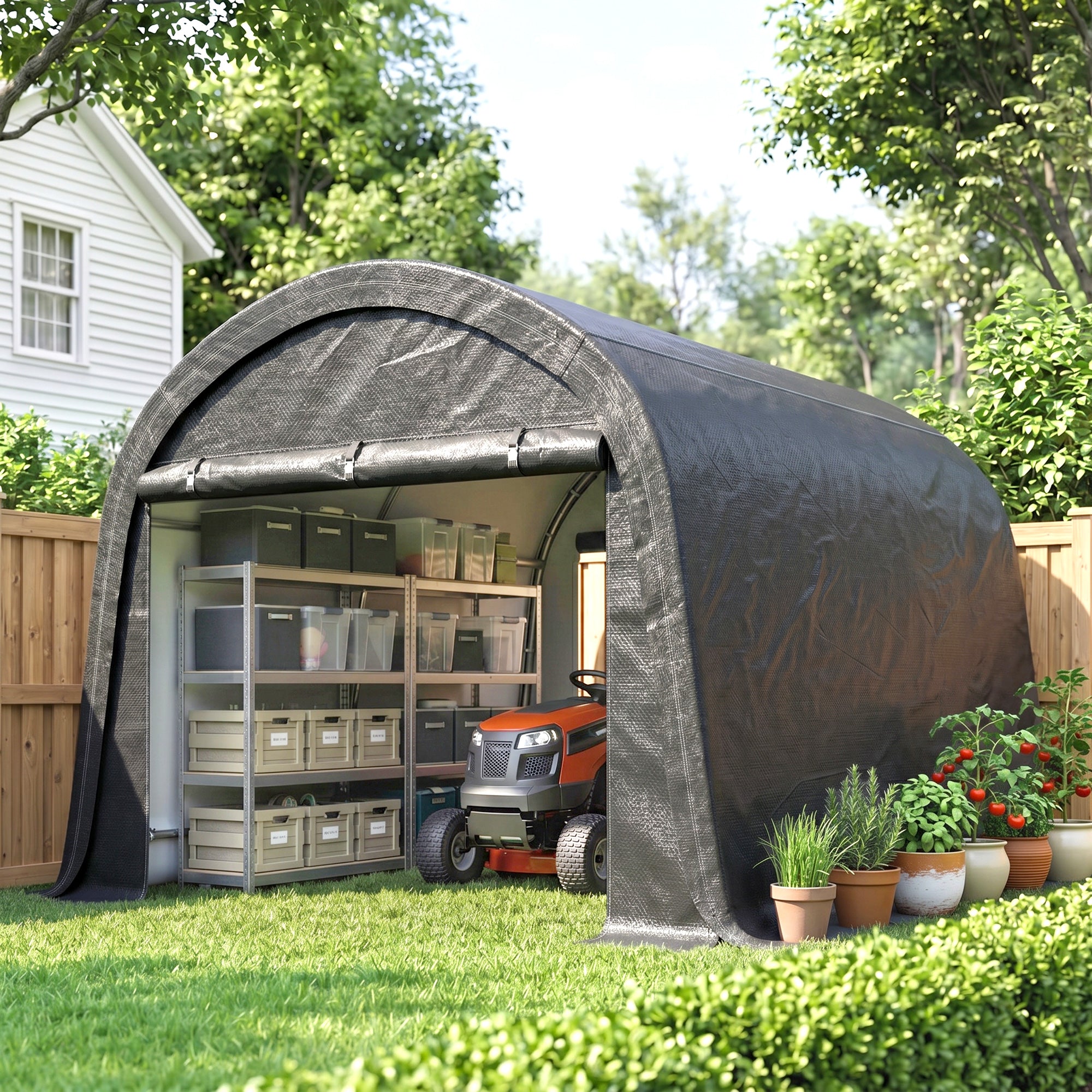 10' x 10' Outdoor Storage Tent - Gray Waterproof Portable Shed-Patio & Garden > Lawn & Garden > Sheds > Portable Shed-DECOROLALA